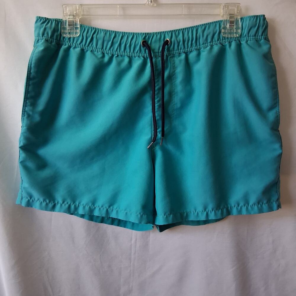 ASOS Men Turquoise Swim Trunks Shorts Elastic/Drawstring Mesh Lining Summer-S